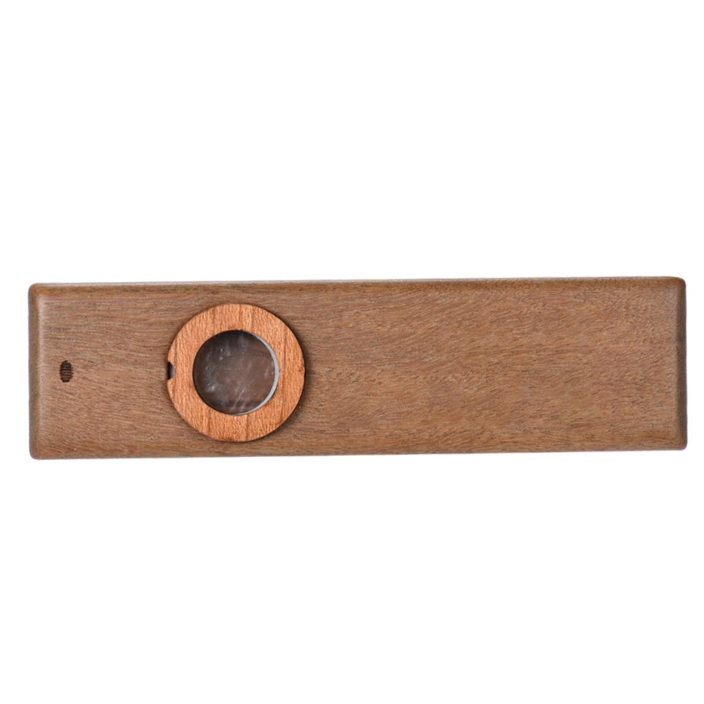 Wooden Kazoo Musical Instrument Ukulele Guitar Partner Wood Harmonica with Metal Box for Music Lover