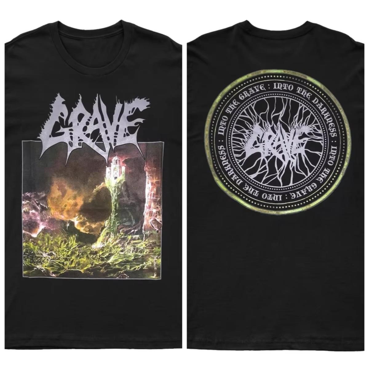 

2025 New GRAVE - Into The Grave Printed Unisex Street Fashion Trend Short Sleeved Pure Cotton Round Neck 4XL