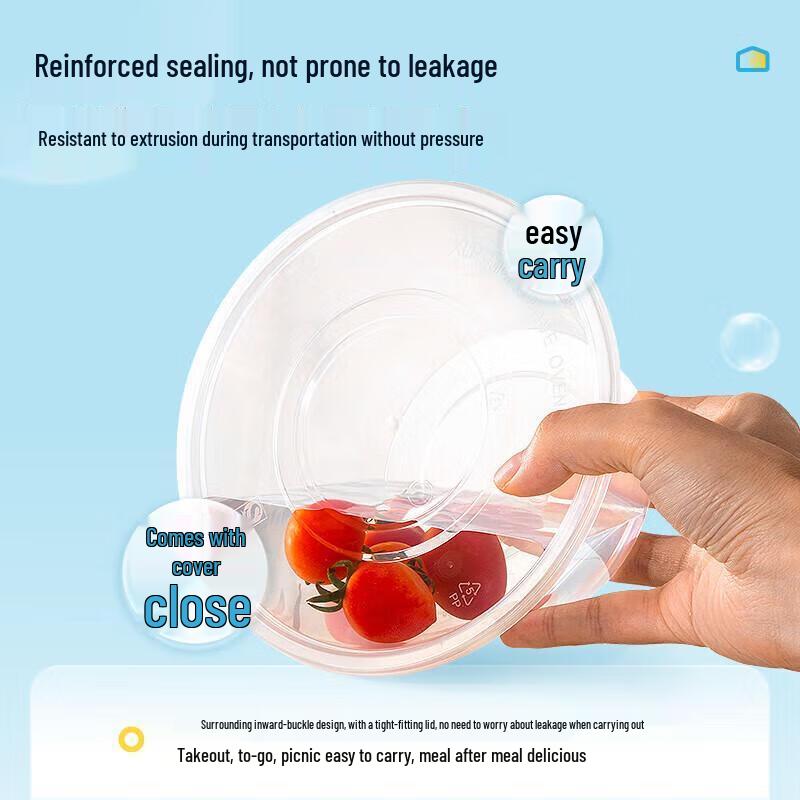 Wutian 1000ml Runde Einweg-Lebensmittelbehälter mit Deckeln (50er Packung)