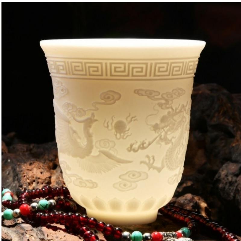 Creative Ceramic Kung Fu Tea Set Tea Cup Blue and White Master Cup Hand Painted White Porcelain Purple Sand Cup