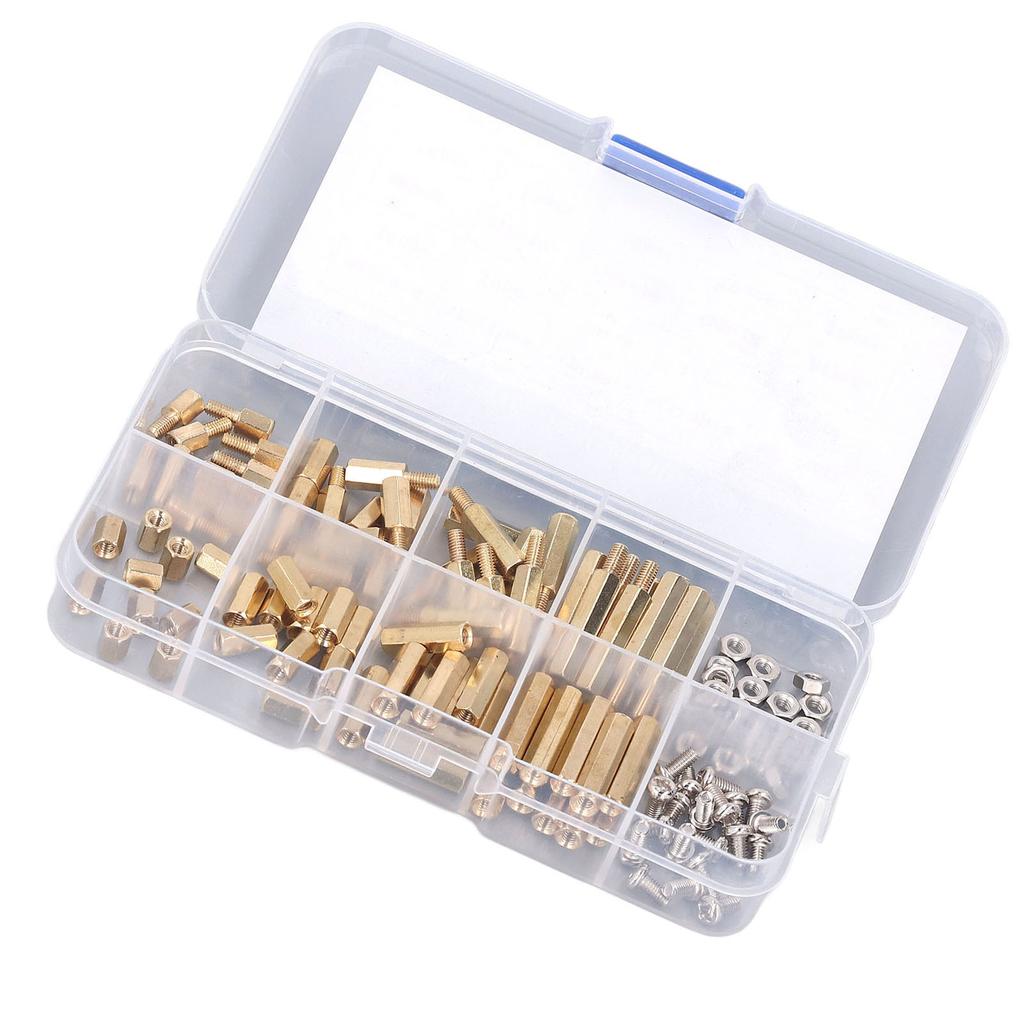 120Pcs M3 Standoff Kit Brass Standard Hex Screw Nut Standoff Kit for Automobiles Electronics