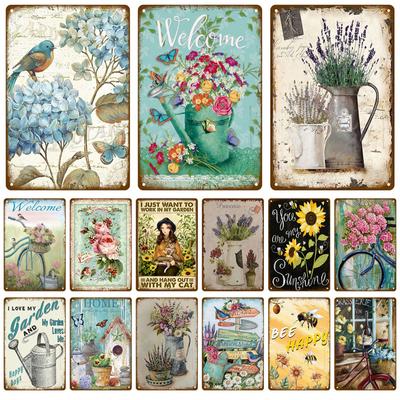 Vintage Metall Plaque Platten Dekor Garten Blume Regeln Metall Zeichen für Pub Bar Home Wand Dekor Kunst Zinn Zeichen blume Poster Geschenk