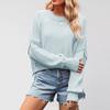 Women's Solid Striped Fashion Round Neck Knitwear Loose Pullover Sweater