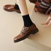 Fashion NEW Spring/Autumn Women Loafers Round Toe Chunky Heel Shoes Shoes for Women Belt Buckle Women Pumps Brogue Shoes Genuine Leather