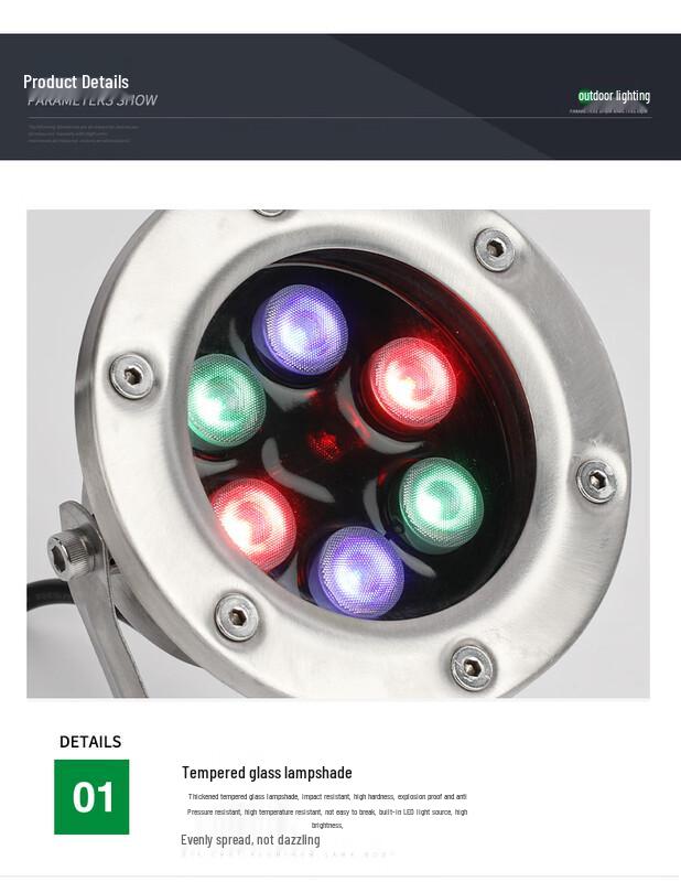 6W Rechargeable LED Underwater Spotlight
