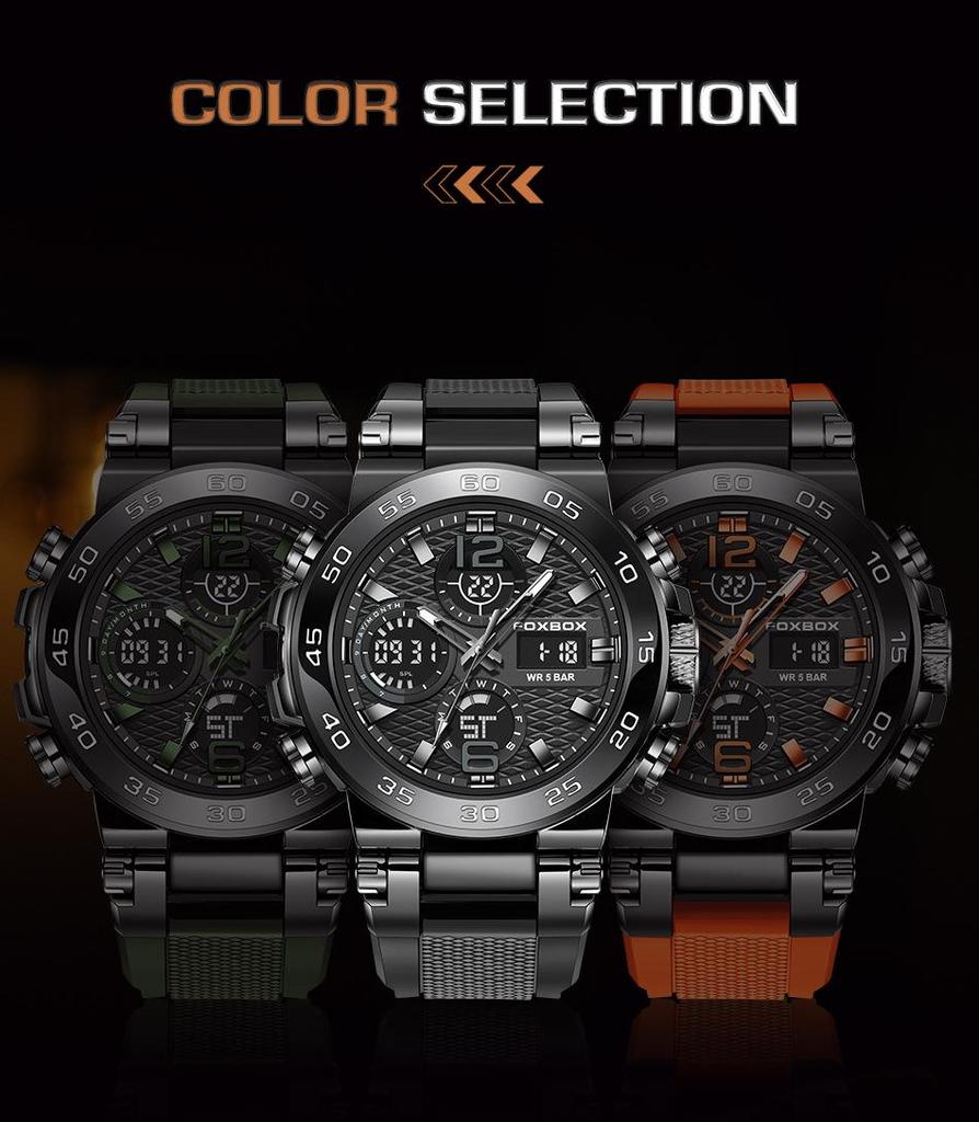 Men's Dual Display Waterproof Silicone Sport Watch with Calendar & Luminous Features