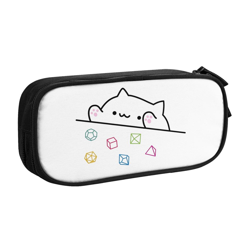 Dice Cat DnD Pencil Case Lovely Cute Cartoon Pen Bags Student Large Storage School Supplies Zipper Pencilcases