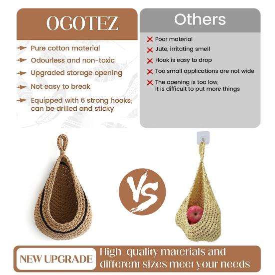 3 ks ručně tkaná síť na ovoce Ptačí hnízdo Stylové jemné zpracování Síťová taška s dlouhou životností Prostorné úložné řešení