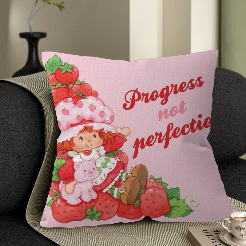 Cartoon Strawberry Shortcake Cushion Cover Pillowcase Upholstery Sofa Throw Pillow Home Decor Pillowcas