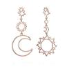Women Stylish Sun Moon Asymmetric Earrings Simple Long Tassel Earrings