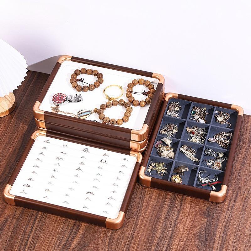 Solid Wood Jewelry Storage Tray Walnut Storage Box Jewelry Store Home Rings Necklaces Bracelets Organizer Family Store Display