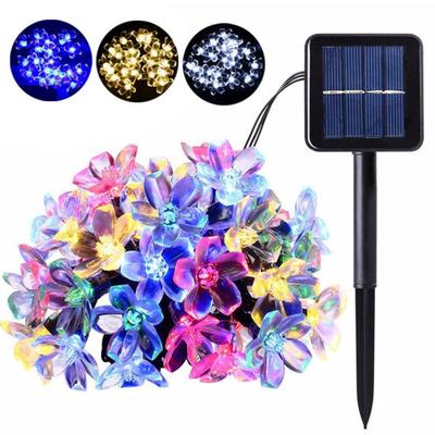 Lai valgustus 7 m päikeseenergiaga 50 LED-i Fairy Blossom Strings kerge veekindel aialamp
