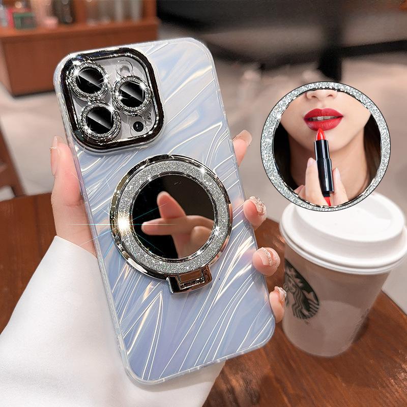 Anwendbar auf Apple 16 Handyhülle Magnetischer Spiegel Strass 13/14 Vollständig umschließend IPhone 15 Promax High-End-Feeling