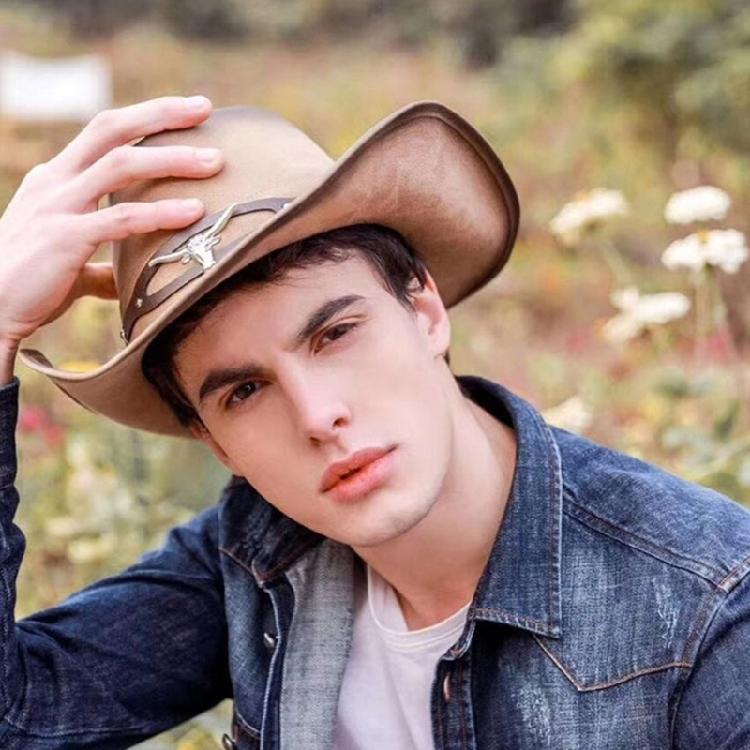 Vintage Faux Leather Hat Women Men Cowboy Hat Ethnic Style Western Style Hat
