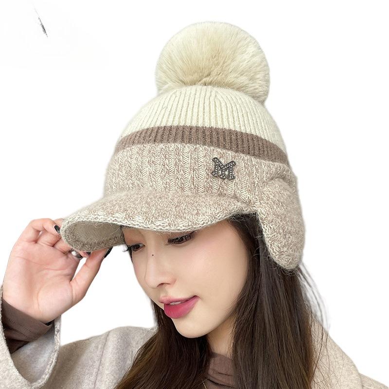 

Осень и Зима Новая Шляпа Женская Осень и Зима Бархатная Утиный Язычок Вязаная Шерстяная Шапка Защита Ушей Теплая Бейсболка Женская бежевый