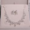 Korean Bridal Necklace & Earrings Set - Rhinestone & Pearl Wedding Accessories