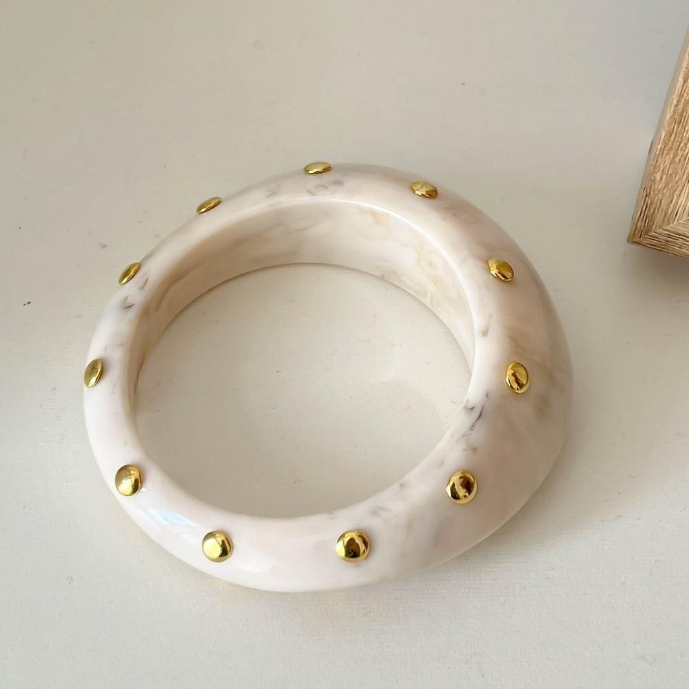 Vintage Geometric Chunky Punk Jewelry Fashion Retro Bangle Irregular Rivet Resin Bracelet Women