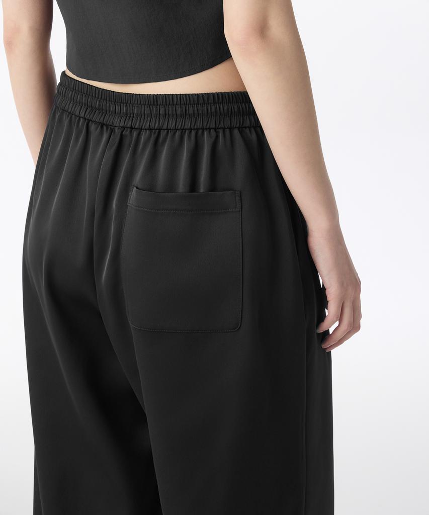 MUSINSA STANDARD WOMAN Women'S Satin Wide Elastic Pants [Black]