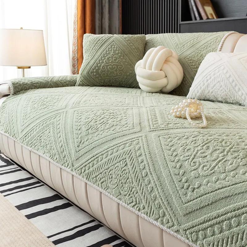 

Плюшеві диванні подушки в скандинавському стилі Універсальний нековзкий диванний чохол Рушник Диван Захисні килимки Прикраса для вітальні Диванна подушка 70x70cm зелений