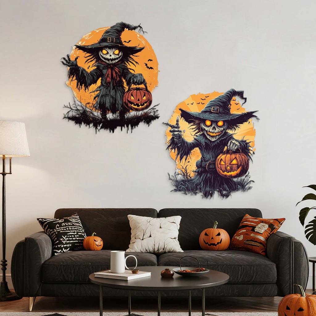 Halloween New Horror Pumpkin Black Skeleton Sticker Bedroom Living Room Background Holiday Decoration Wall Sticker