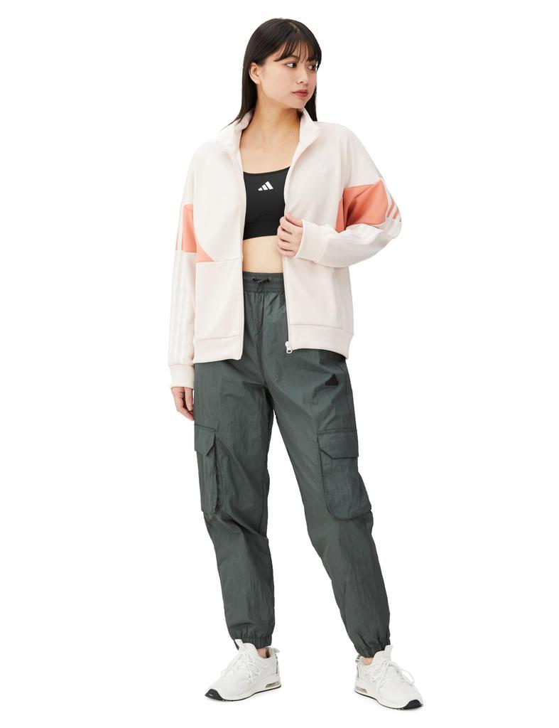 Adidas JSY10 Colorblock Double Knit Track Seasonal Loose Putty Gray Size Women's Jacket, Sportswear, Fit, Mauve/Wonder (IM8717), J/L