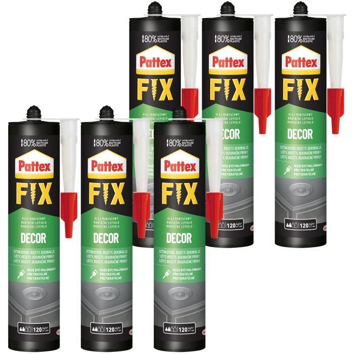 Colle de montage intérieure - Pattex - Fix Decor 380g x6 - étanche et élastique