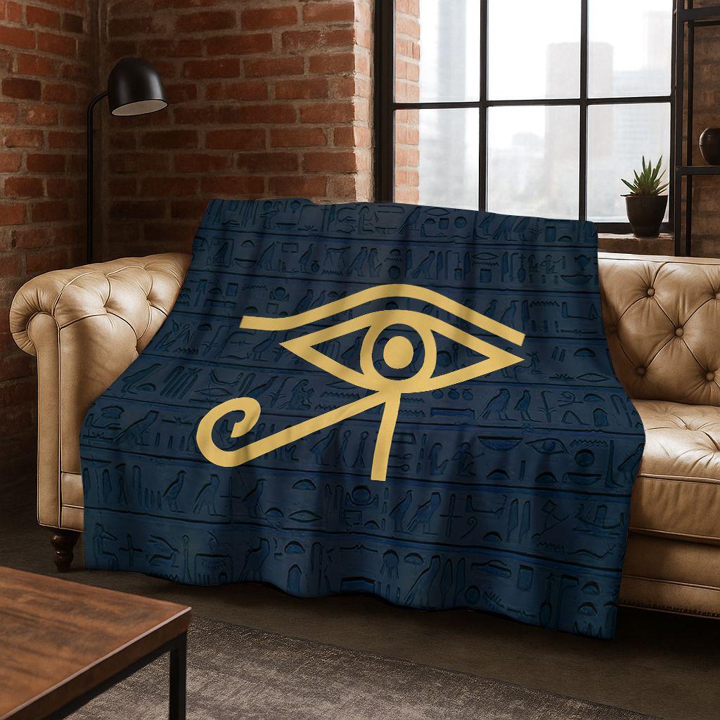 Ancient Egyptian Hieroglyphic Symbols Carved Murals Flannel Blanket,Cozy Soft Throw Blanket for Home Bedroom Bed Sofa Cover Gift
