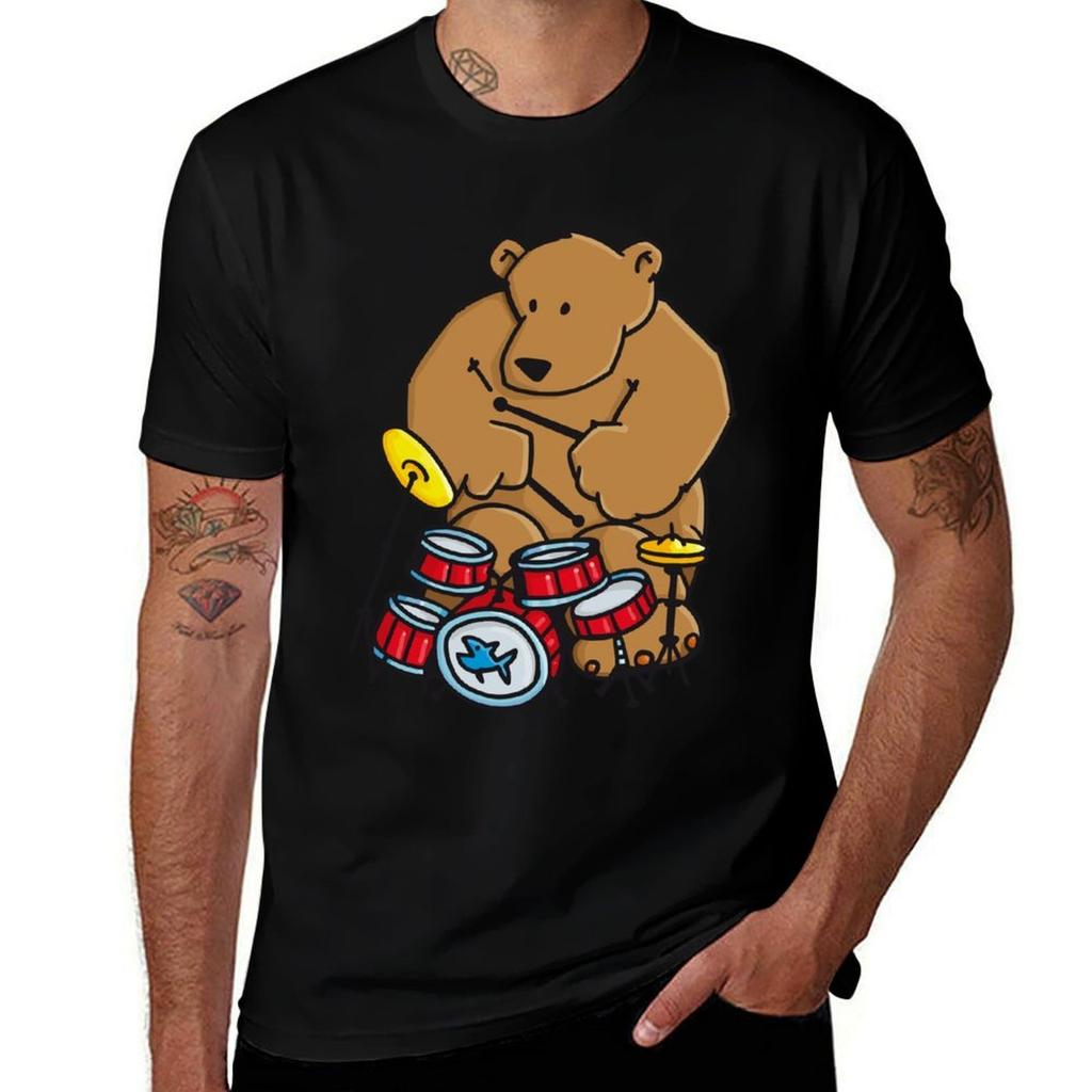 The Bear Plays Drums Tshirt Plus Size Basic Short Sleeve Top