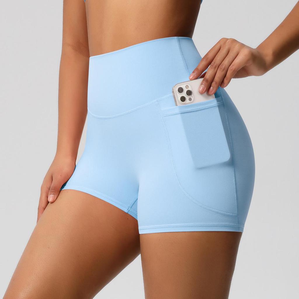 European & American High Waist Elastic Yoga Shorts - Women's Fitness & Running Pants