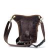 Men Vintage Crocodile Grain Top Grain Genuine Leather Motorcycle Thigh Leg Bag Multifunctional Waist Hip Fanny Pack For Riding