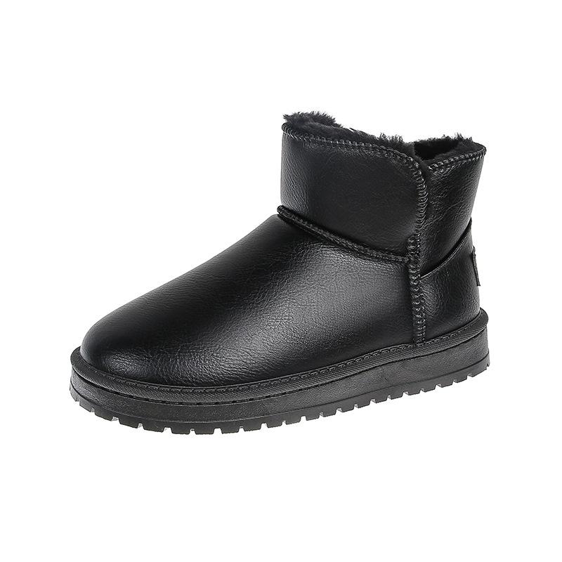 Snow boots women's new winter fur integrated thick-soled piled thickened leather cotton shoes large size warm boots women