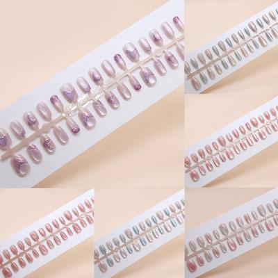 Long Square Fake Nials Shining Nail Tips Fashion Press On Nails  Women Girls