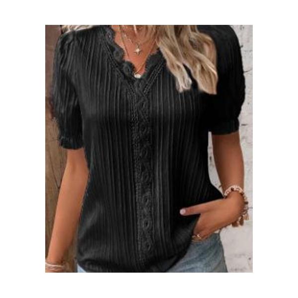 New Summer Vacation Fashion Hollow Short-sleeved European and American Women's Shirt