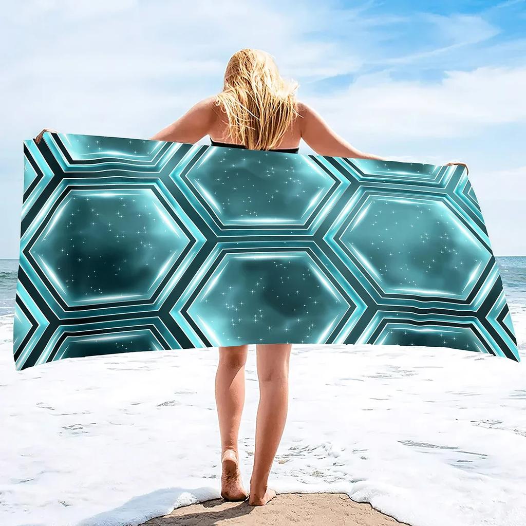Geometry Marble Bath Towel,Abstract Beach Towel Soft Absorbent Washcloths Quick Dry Towelling,Sandless Lightweight Beach Blanket