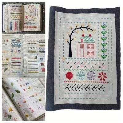 Embroidery Stitch Book Kit Portable Embroidery Stitch Book with A Complete Toolkit And Instructional Tutorial for Beginners Craft Lovers