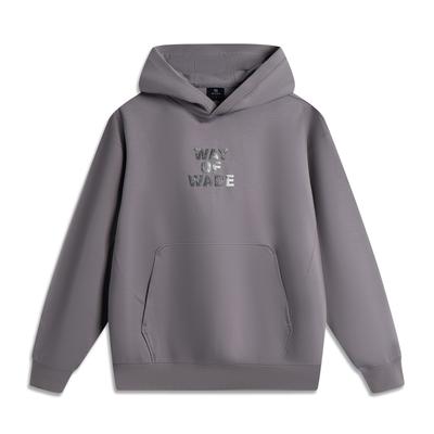 Li Ning Wade Series Comfortable Simple Versatile Loose Hooded Letter Fashion Pullover Sweatshirt Men Sweatshirt Carbon-Gray Purple AWDV259-5