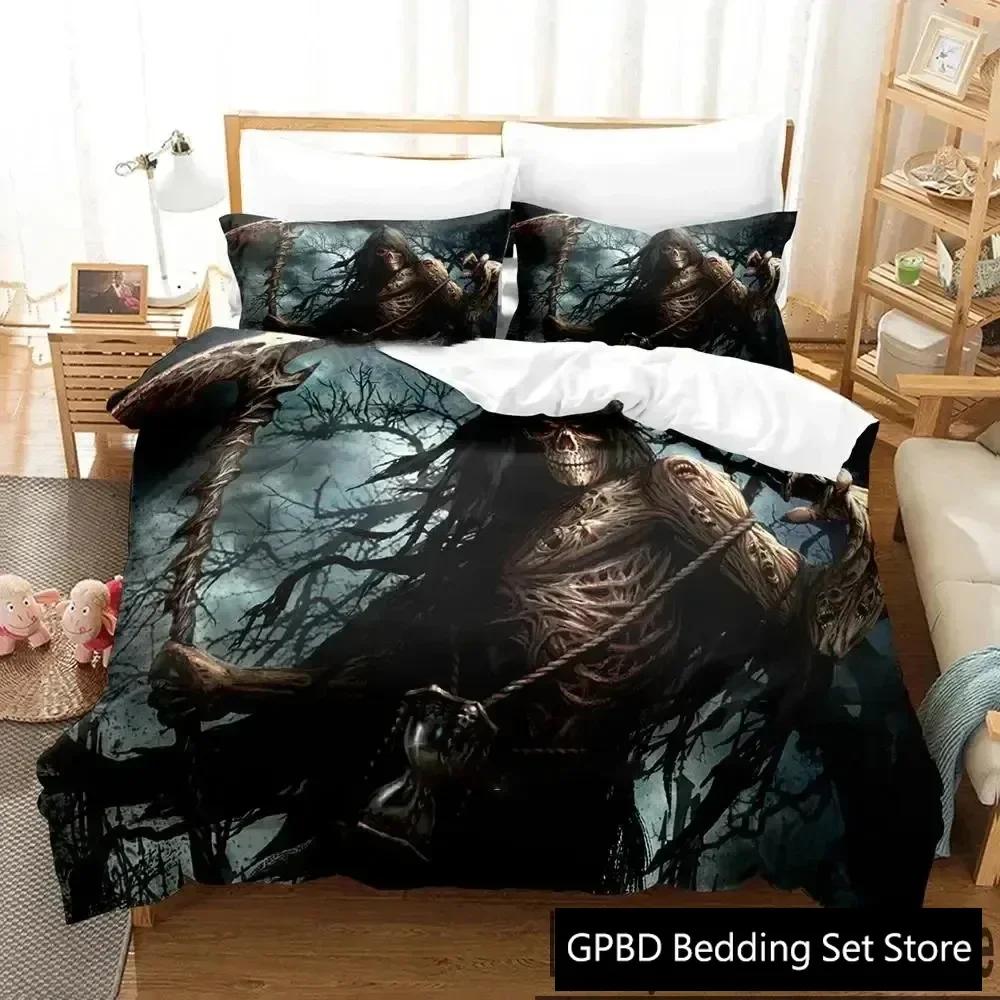 Luxury New 3D Print Dark Grim Reaper  Bedding Set Boys Girls Twin Queen King Size Duvet Cover Bed Boys Adult Home Textileextile