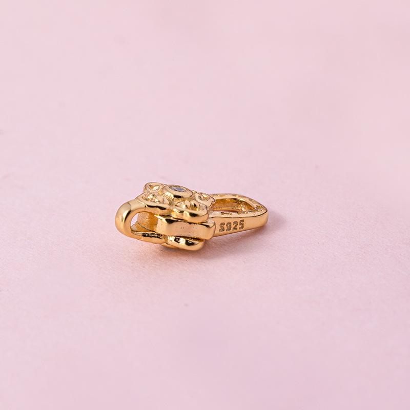 S925 Sterling Silver Zircon Spring Lobster Clasp End Cap for DIY Bracelets and Necklaces