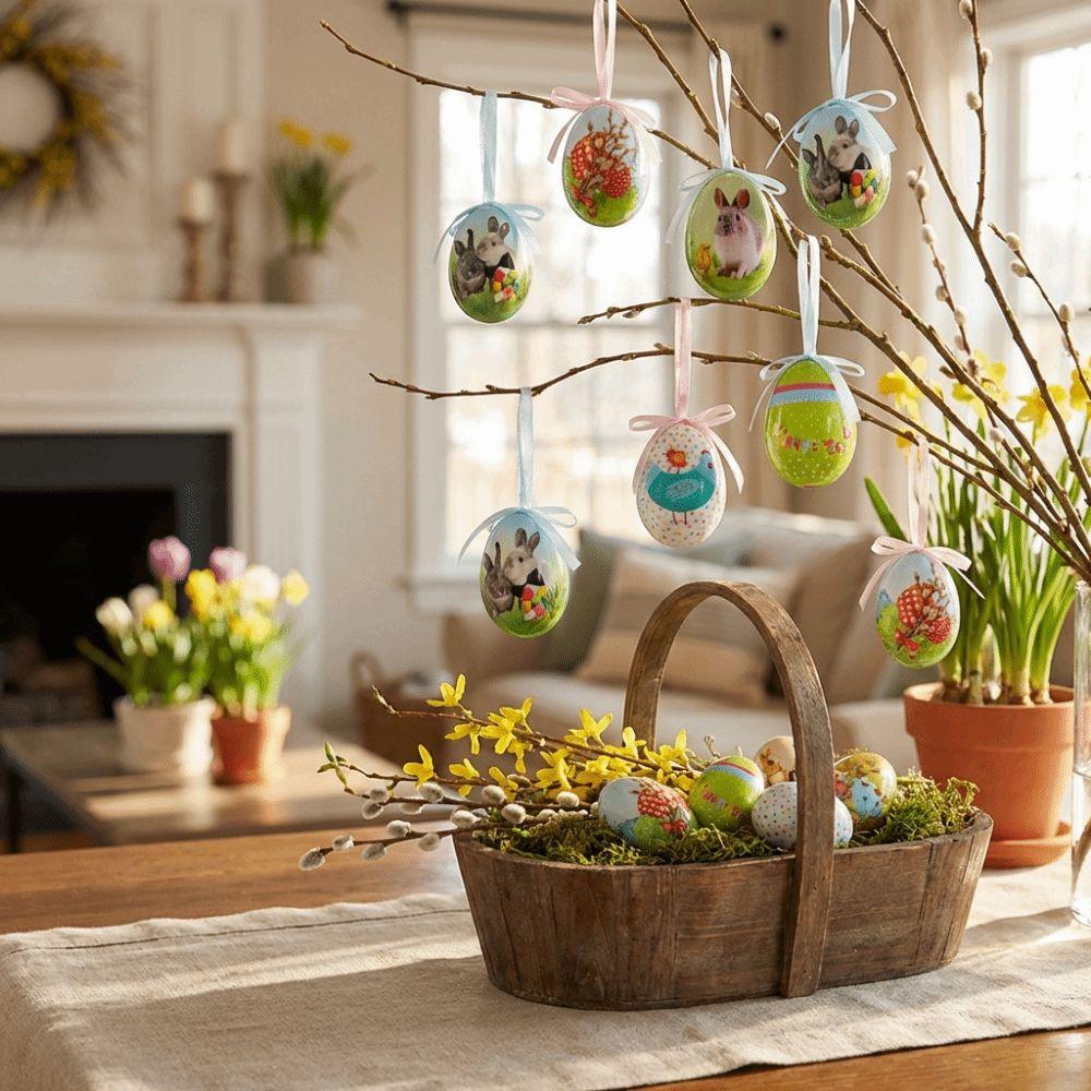 Colorful Foam Easter Eggs Painted Hanging Easter Egg Hanging Ornaments  Room Decoration