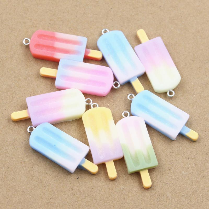 10Pcs Charms Summer Ice Cream Popsicle Ice Icicle Lolly Pendant Craft Making Findings Handmade Jewelry Diy For Earrings Necklace