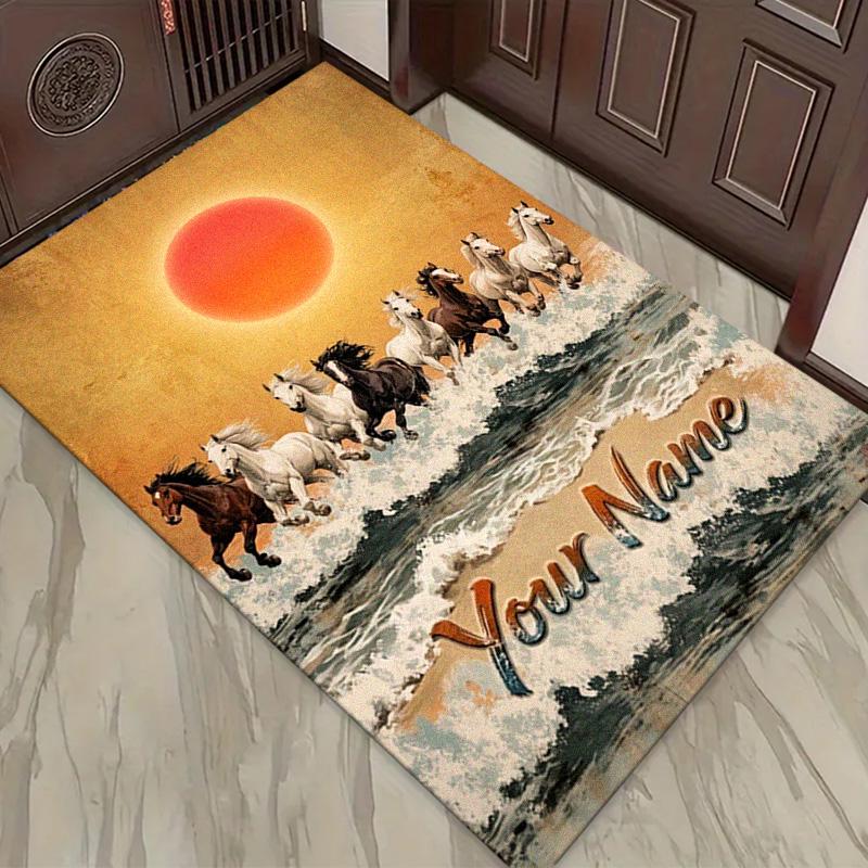 Name Custom Horses Carpet Rug for Living Room Bedroom Home Sofa Decoration,Kids play Non-slip Floor Mat