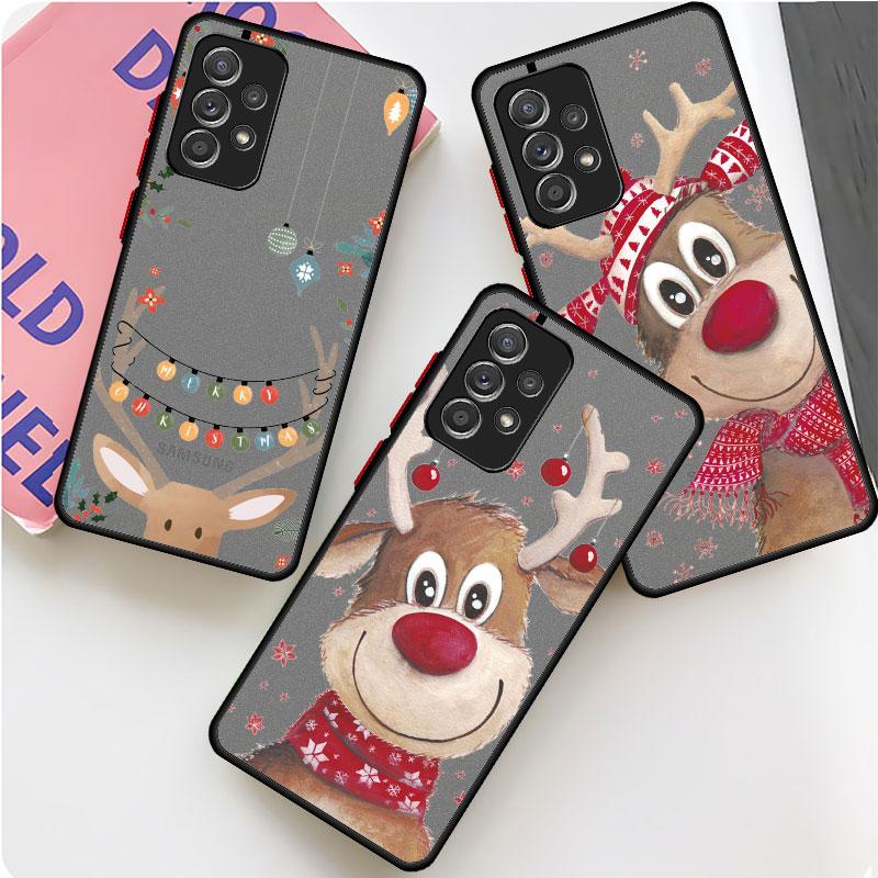 Χριστουγεννιάτικα Πρωτοχρονιάτικα Δώρα Θήκη Elk Snow Ματ Για Samsung Galaxy A52 A12 A51 A32 A21s A71 A32 5G A12 A22 A53 A70 A50 Κέλυφος Τηλεφώνου