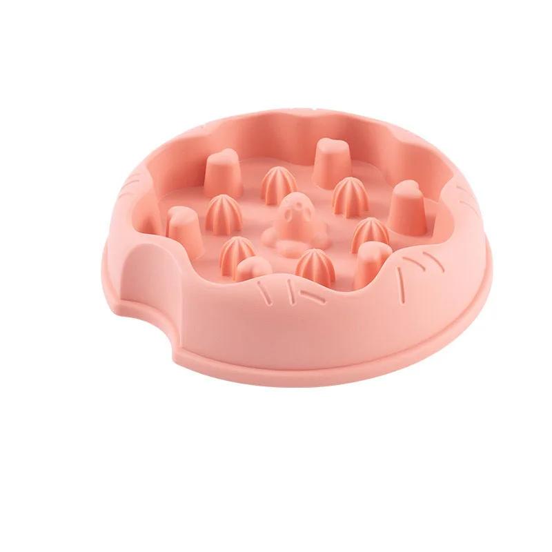 Cartoon Donut Slow Feeder Dog Cat Bowl Anti-Choke Non-Slip Pet Feeding Dish Large Capacity