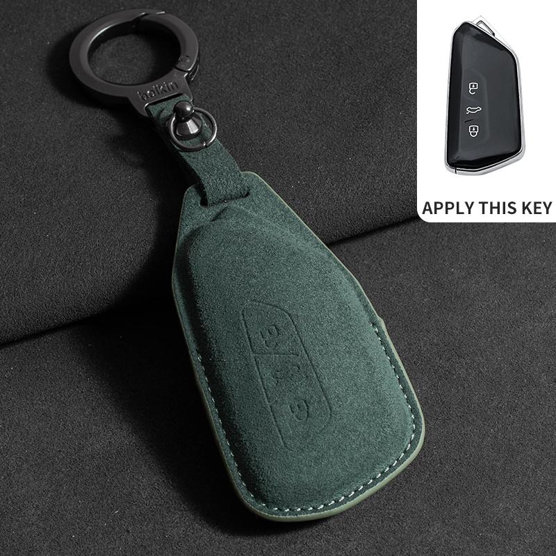 Wildleder Autoschlüsselhülle Abdeckung Schlüsselanhänger Für VW Volkswagen Golf 7 MK7 Tiguan MK2 Golf 8 ID.3 ID.4 MK8 Cupra Für Skoda Octavia Kodiaq