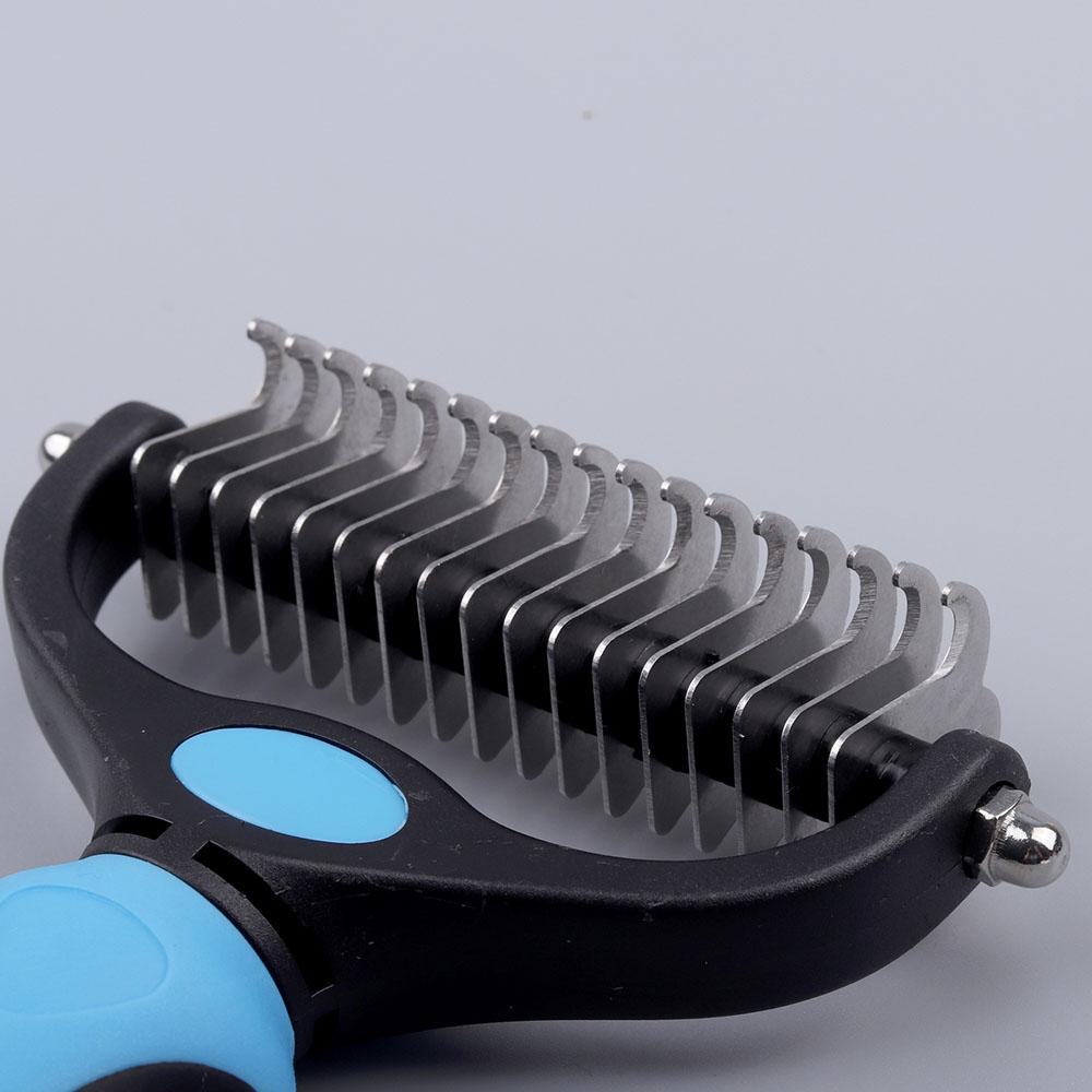 Pet Grooming Combo Stainless-Steel Comb and Dog Brush Professional Undercoat Rake Deshedding Tools for Long-Haired Dogs and Cats