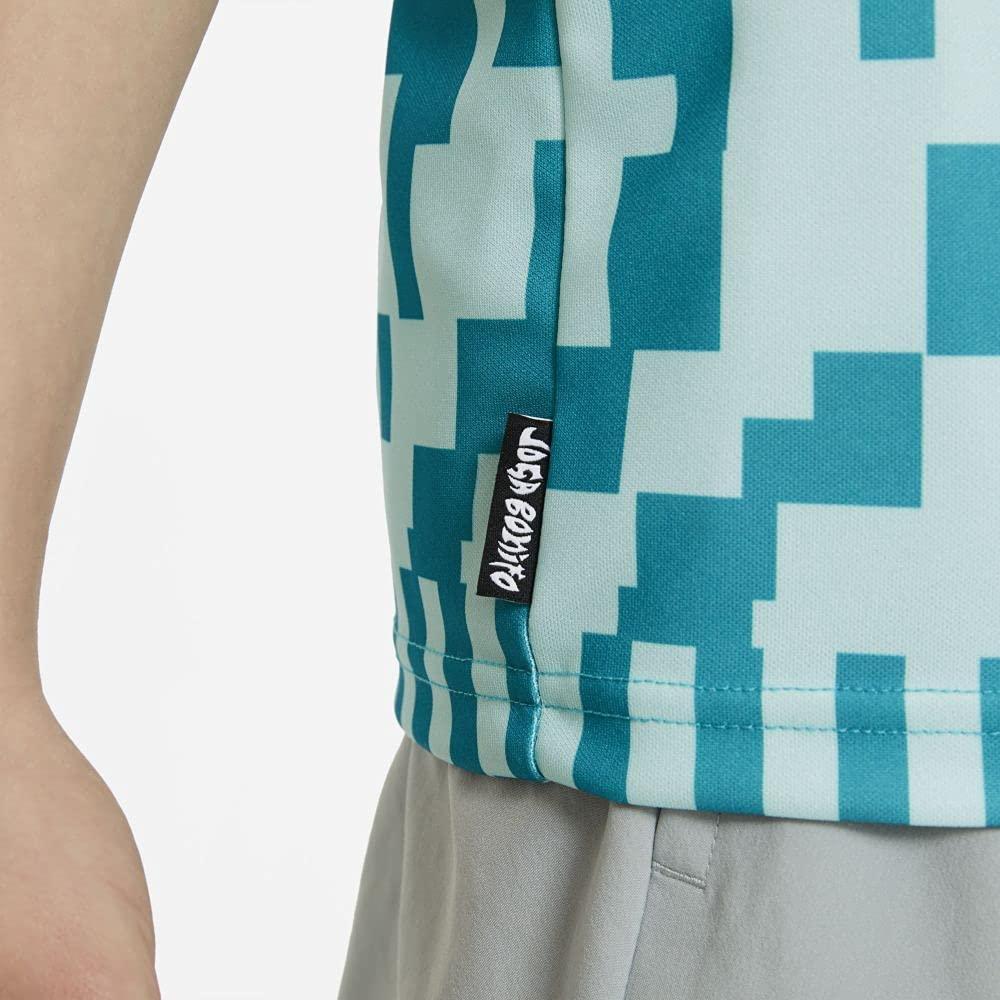 Nike T-shirt z abstrakcyjnym wzorem, okrągłym dekoltem i krótkim rękawem, topy dla dzieci, niebieski CZ0976-382