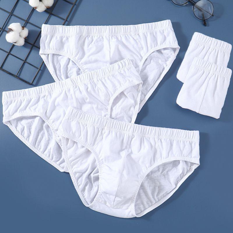 Men's Pure White Triangle Underwear Large Size Loose Breathable Shorts