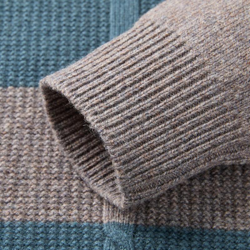 Jinjuan Men's 100% Pure Wool Striped Sweater