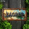 D Flat Open D Flat Retro Zagreb Cityscape Metal Wall Decoration Suitable for Home Garden Cafe And Bar Decoration Ret