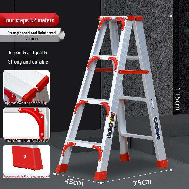 Portable Aluminum Multifunctional Herringbone Ladder - Folding, Non-slip, and Thickened Design for Household and Outdoor Use.
